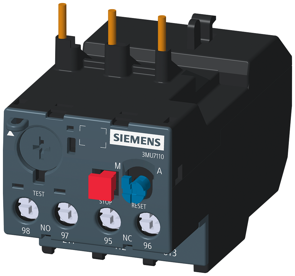 3MU7110-0JA0 Thermal overload relay RANGE 2.5-4A Class 10 For mounting on 3MT7 contactors Size 0,1,2 Main circuit: Screw Auxiliary circuit: Screw Manual Automatic reset