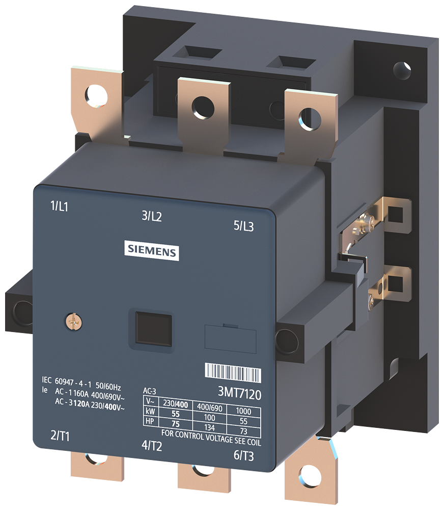 3MT7120-5AA00-0AN2 3P Power Contactor AC3:120A AC 220V 50/60 Hz Main circuit: Screw Auxiliary circuit: Screw