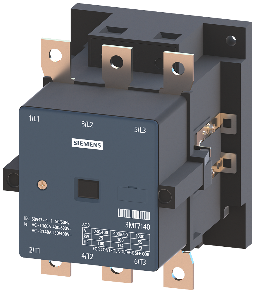 3MT7140-5AA00-0AN2 3P Power Contactor AC3:140A AC 220V 50/60 Hz Main circuit: Screw Auxiliary circuit: Screw