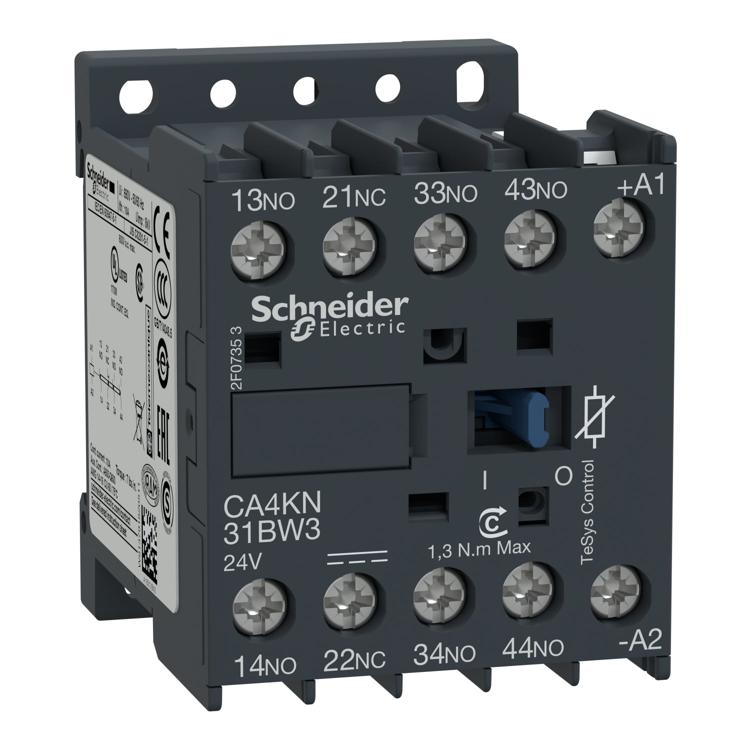 CA4KN31BW3 TeSys K control relay - 3 NO + 1 NC - <= 690 V - 24 V DC low consumption coil
