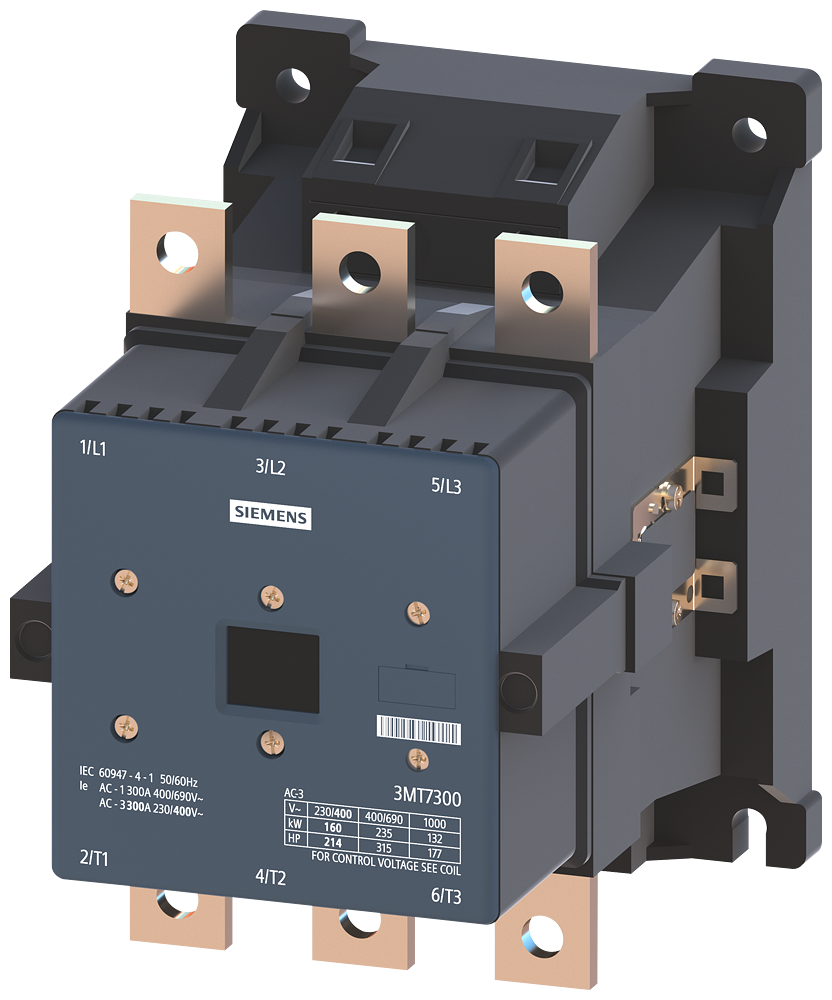 3MT7300-7AA00-0AN2 3P Power Contactor AC3:300A AC 220V 50/60 Hz Main circuit: Screw Auxiliary circuit: Screw