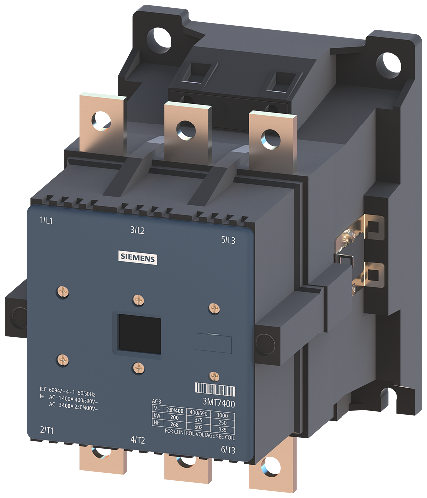 3MT7400-8AA00-0AN2 3P Power Contactor AC3:400A AC 220V 50/60 Hz Main circuit: Screw Auxiliary circuit: Screw
