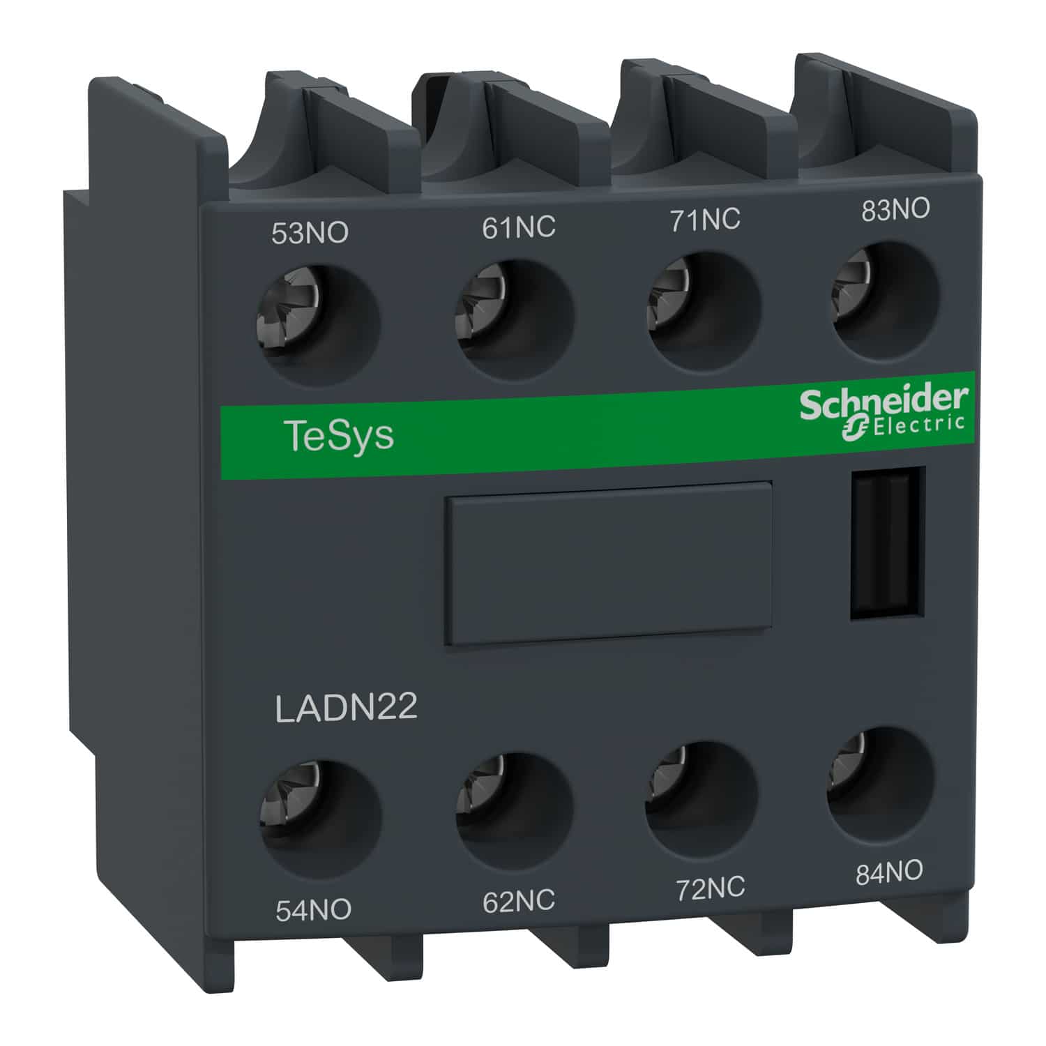 LADN22 
LADN22 - Auxiliary contact block, TeSys D, 2NO + 2NC, front mounting, screw clamp terminals