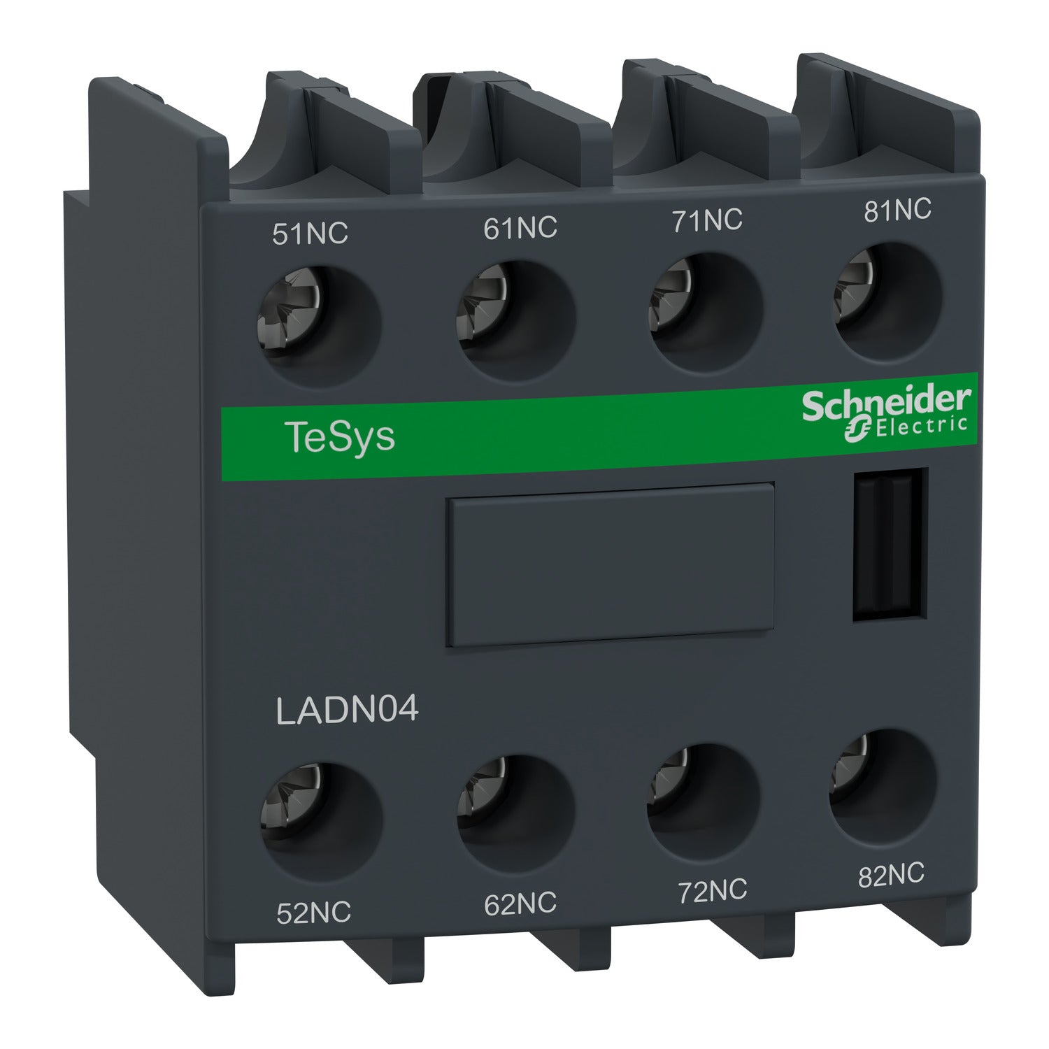 LADN04 Auxiliary contact block, TeSys D, 4NC, front mounting, screw clamp terminals