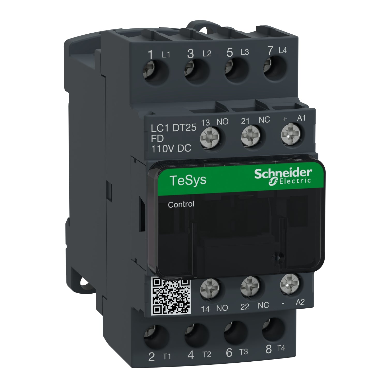LC1DT25FD 
TeSys D contactor - 4P(4 NO) - AC-1 - <= 440 V 25 A - 110 V DC standard coil