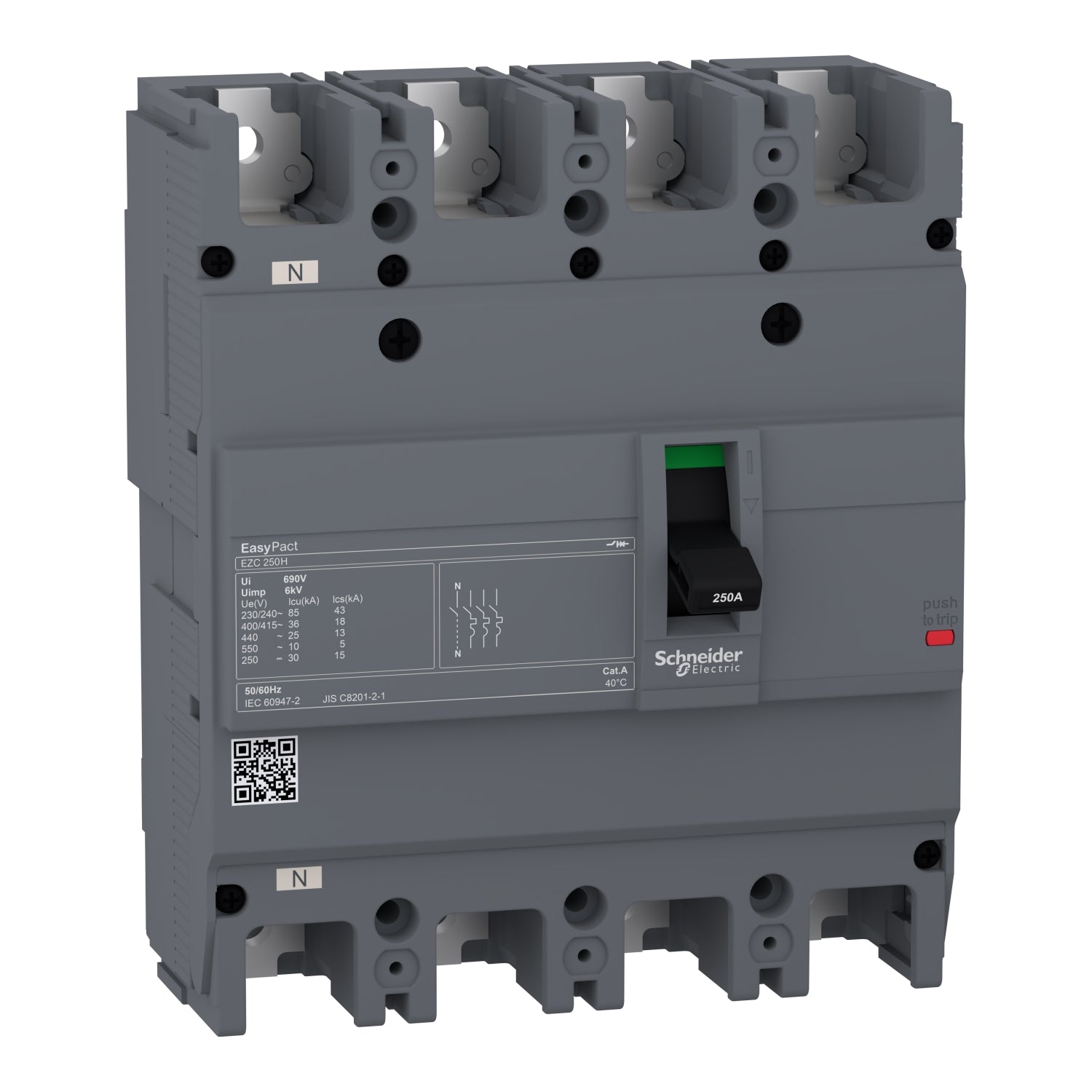 EZC250H4200 
circuit breaker Easypact EZC250H - TMD - 200 A - 4 poles 3d