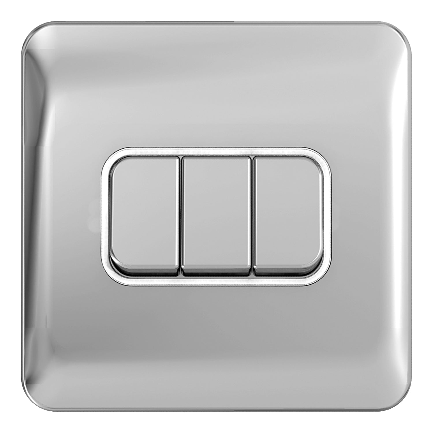 GGBL1032WPC 
Lisse - Plate Switch - 3 gang 2 way - 10AX Polished Chrome with White Interior