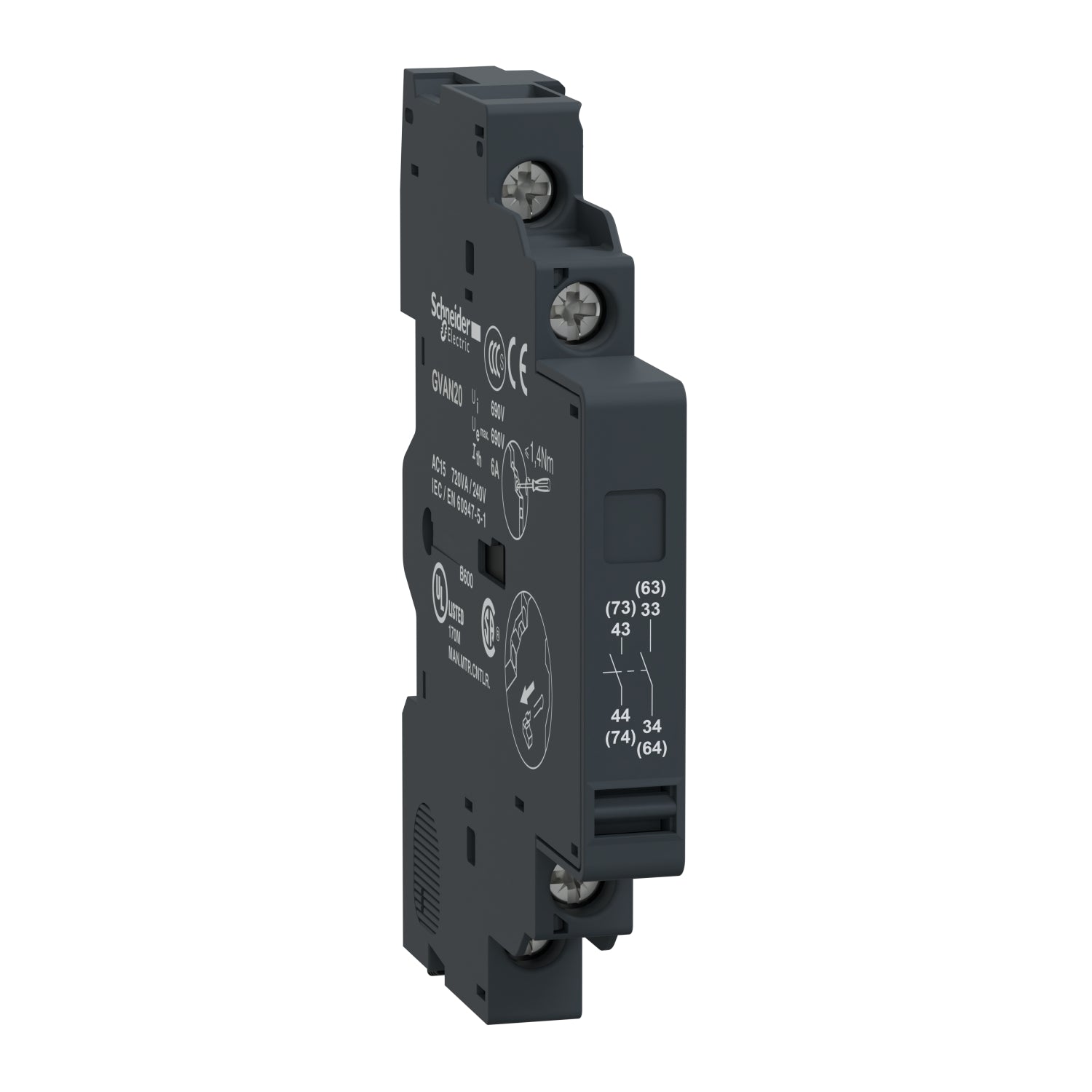 GVAN20 TeSys GV2 & GV3 - auxiliary contact block - 2 NO