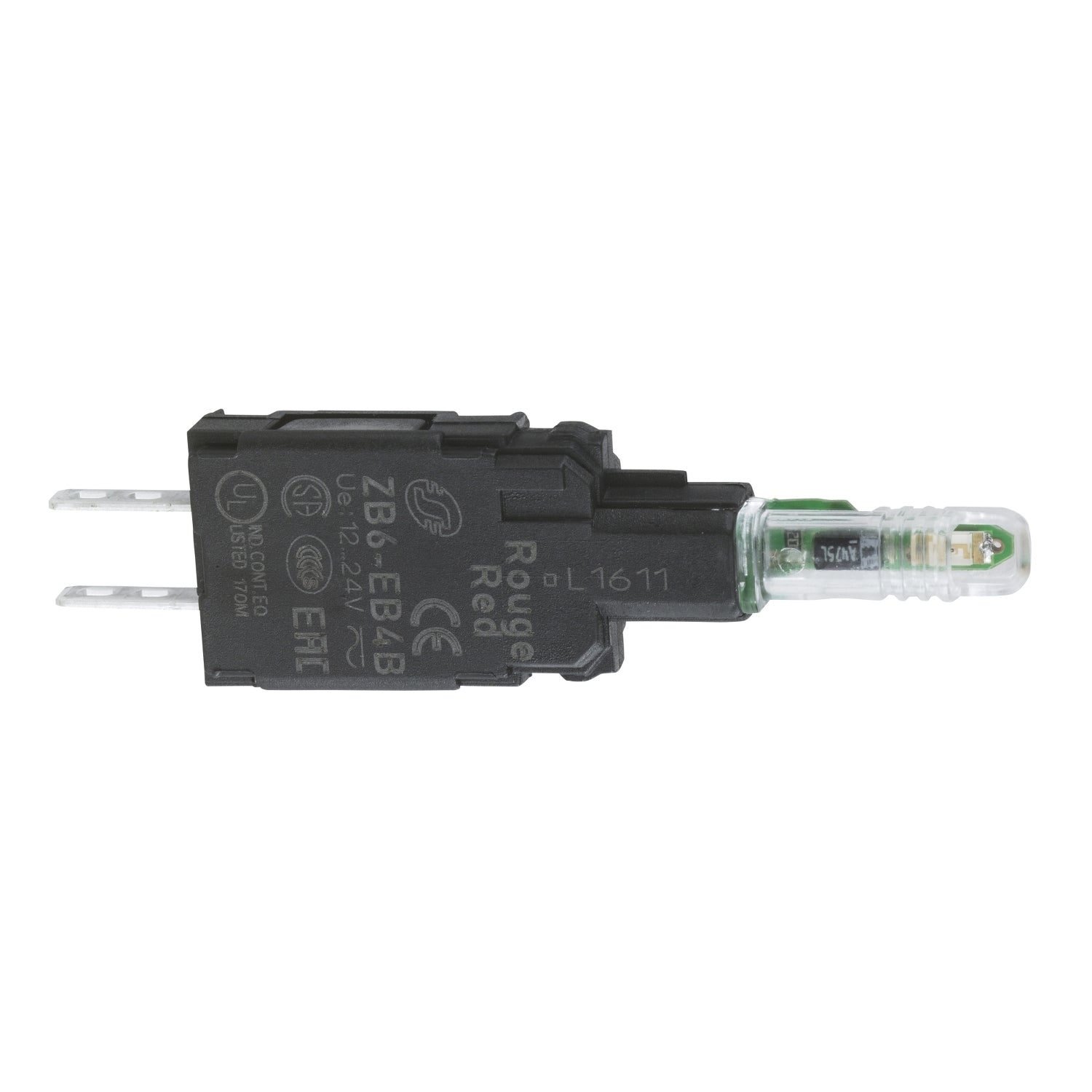 ZB6EB4B Complete body for pilot lights, Harmony XB6, red light block with body/fixing collar with integral LED 12...24 V
