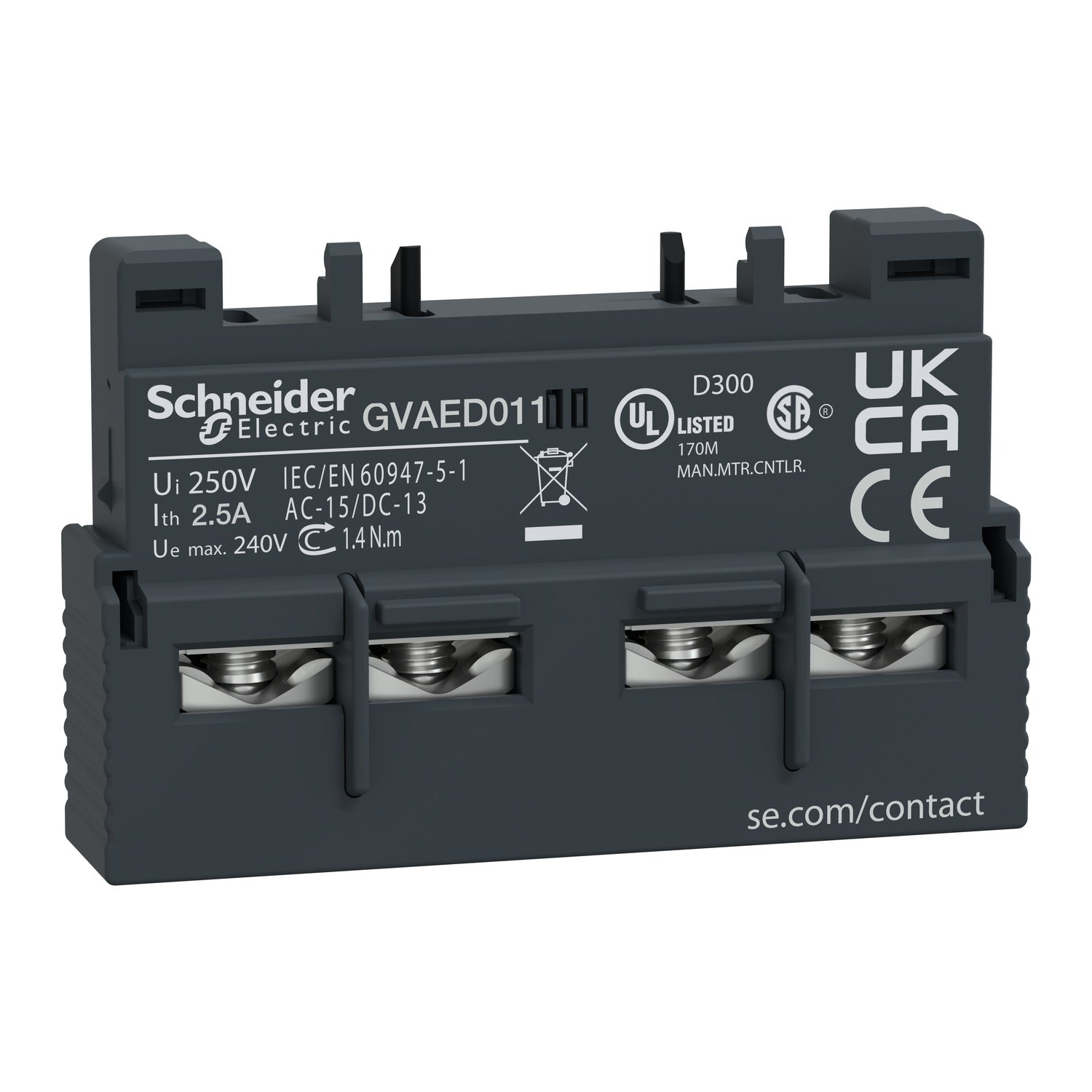 GVAED011 
TeSys GV3 - auxiliary contact block - 1 NO + 1 NC