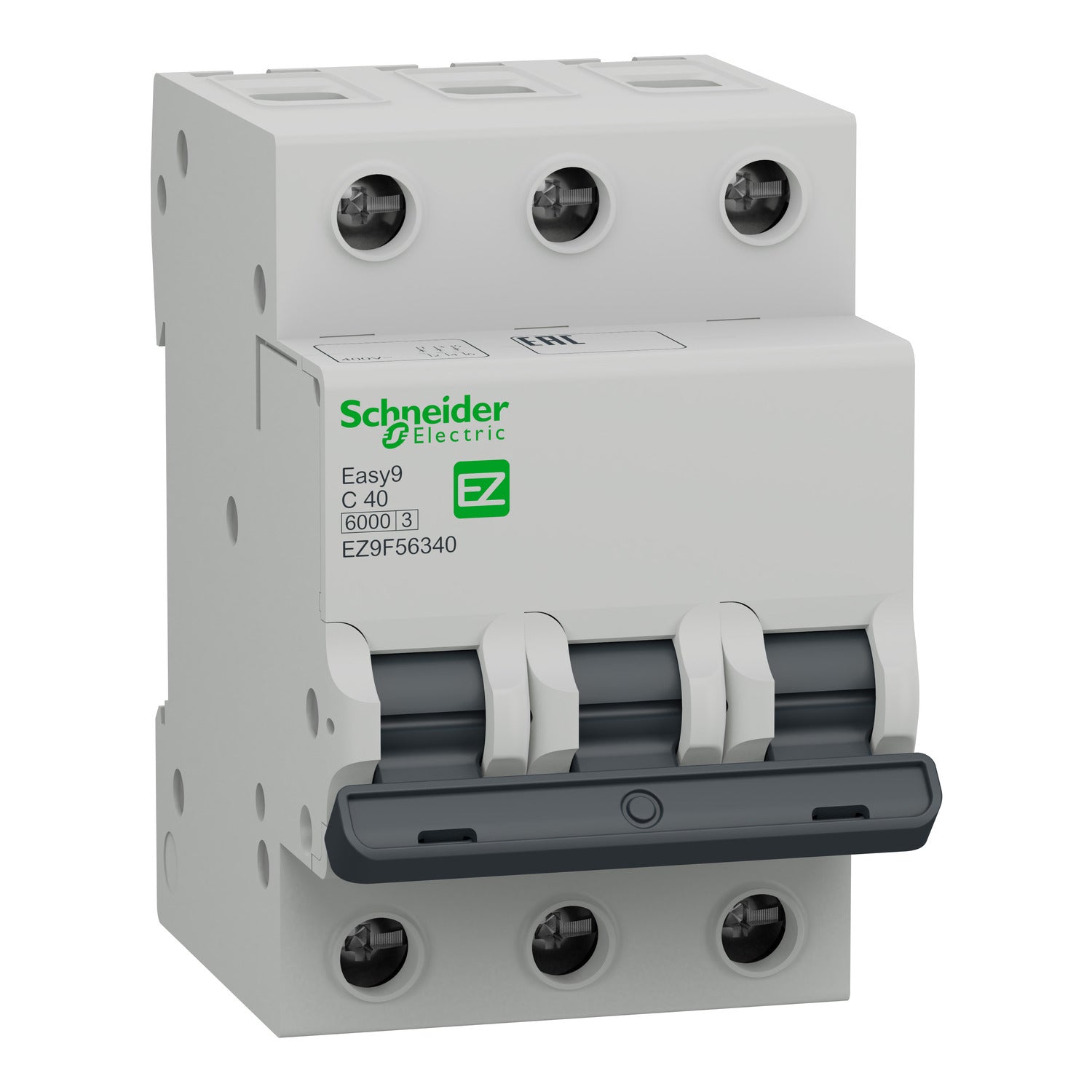 EZ9F56340 
Miniature circuit breaker (MCB), Easy9, 3P, 40A, C curve, 6000A (IEC/EN 60898-1)