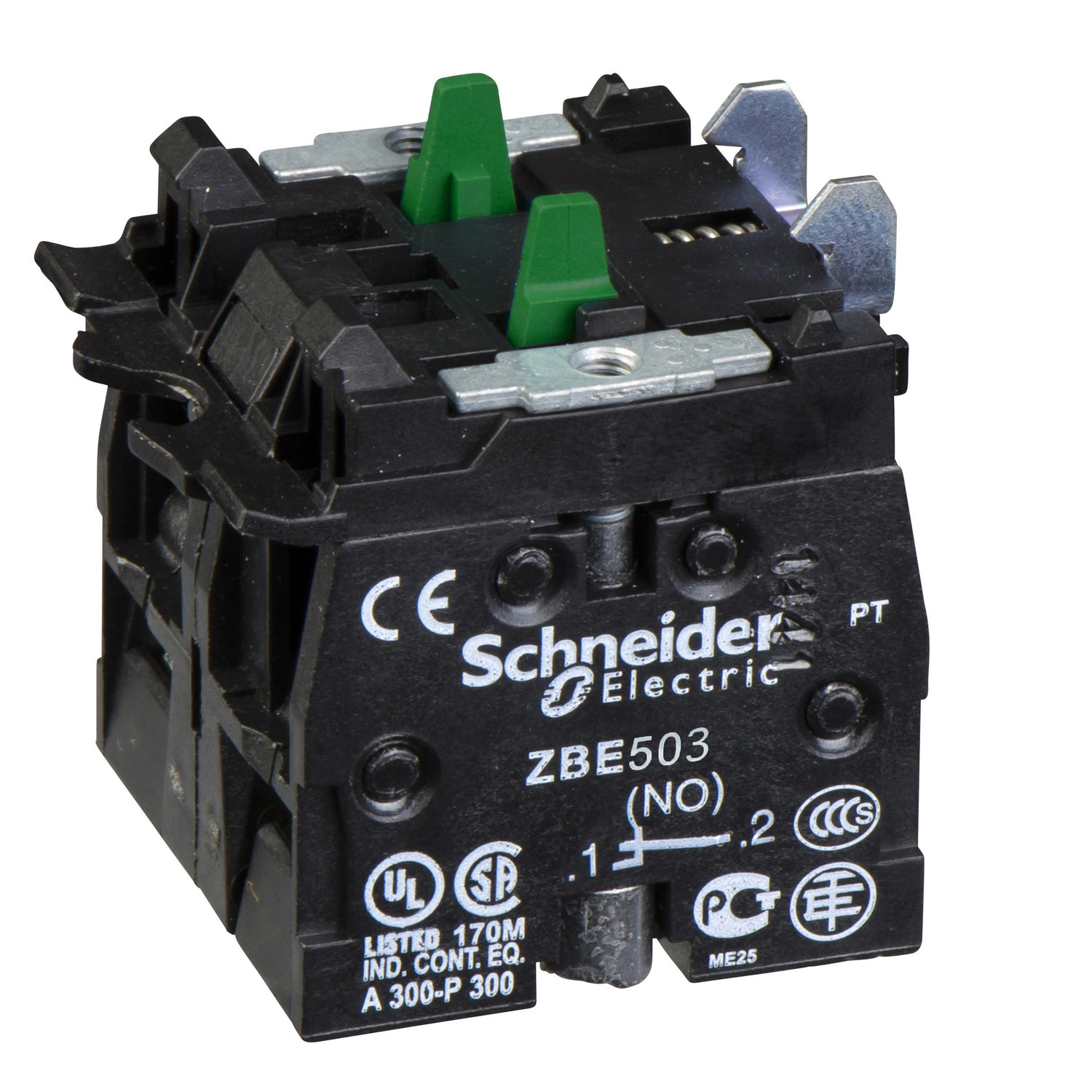ZBE503 Harmony XB4, High power switching contacts block, silver alloy, screw clamp terminal, 2 NO
