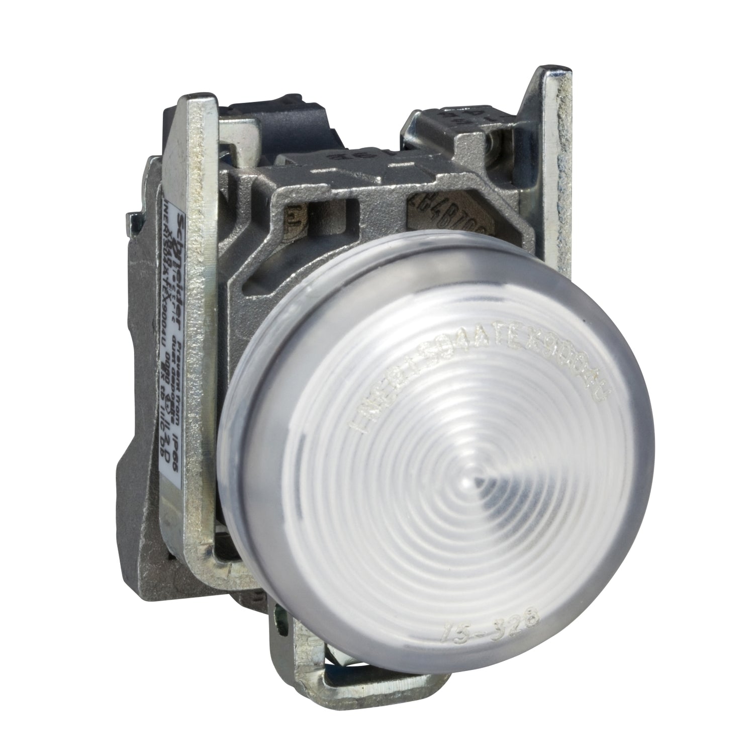 XB4BVM1 Harmony XB4, Pilot light, metal, white, Ø22, plain lens with integral LED, 230...240 VAC