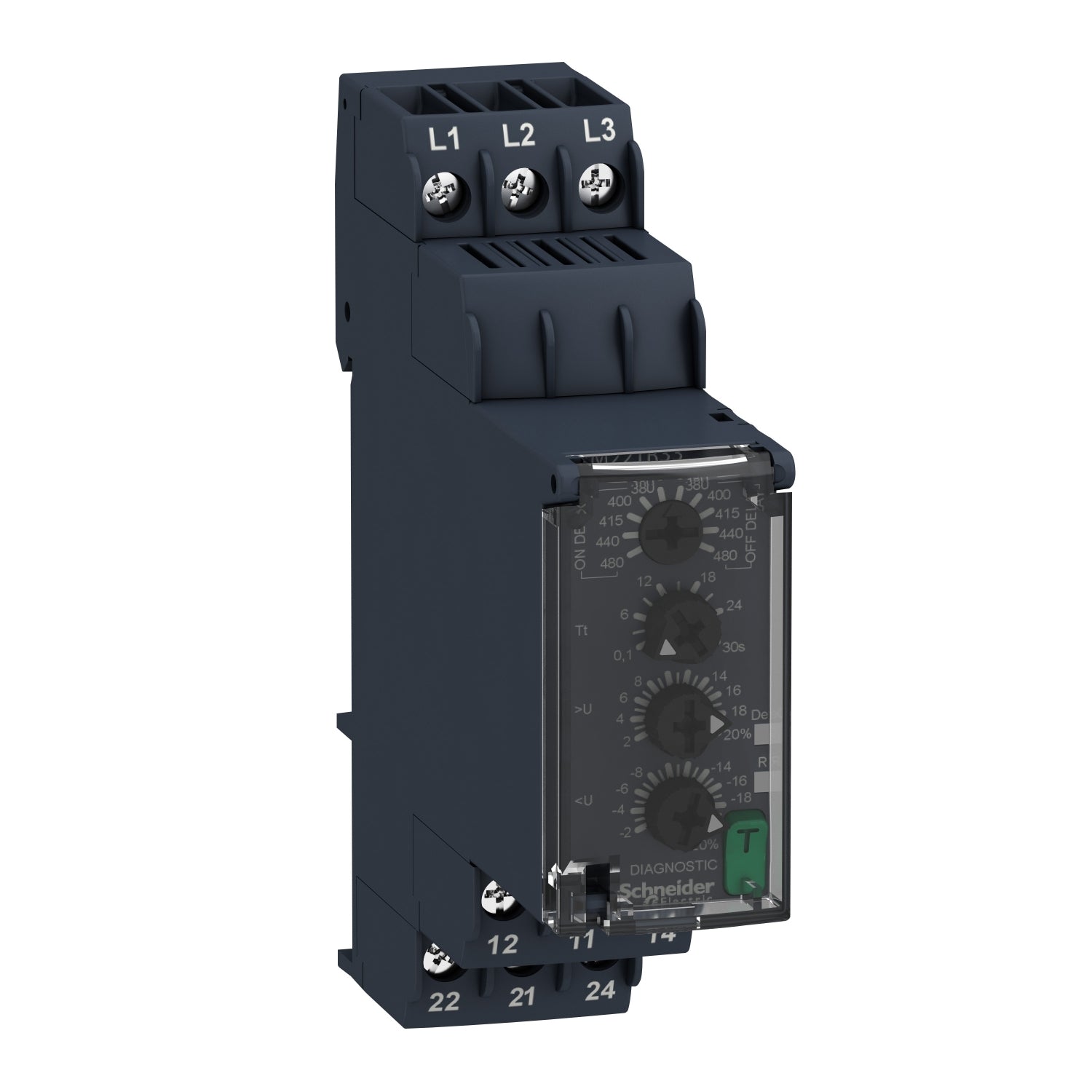 RM22TR33 Modular 3-phase Harmony control relays, 8A, 2CO, 380...480VAC