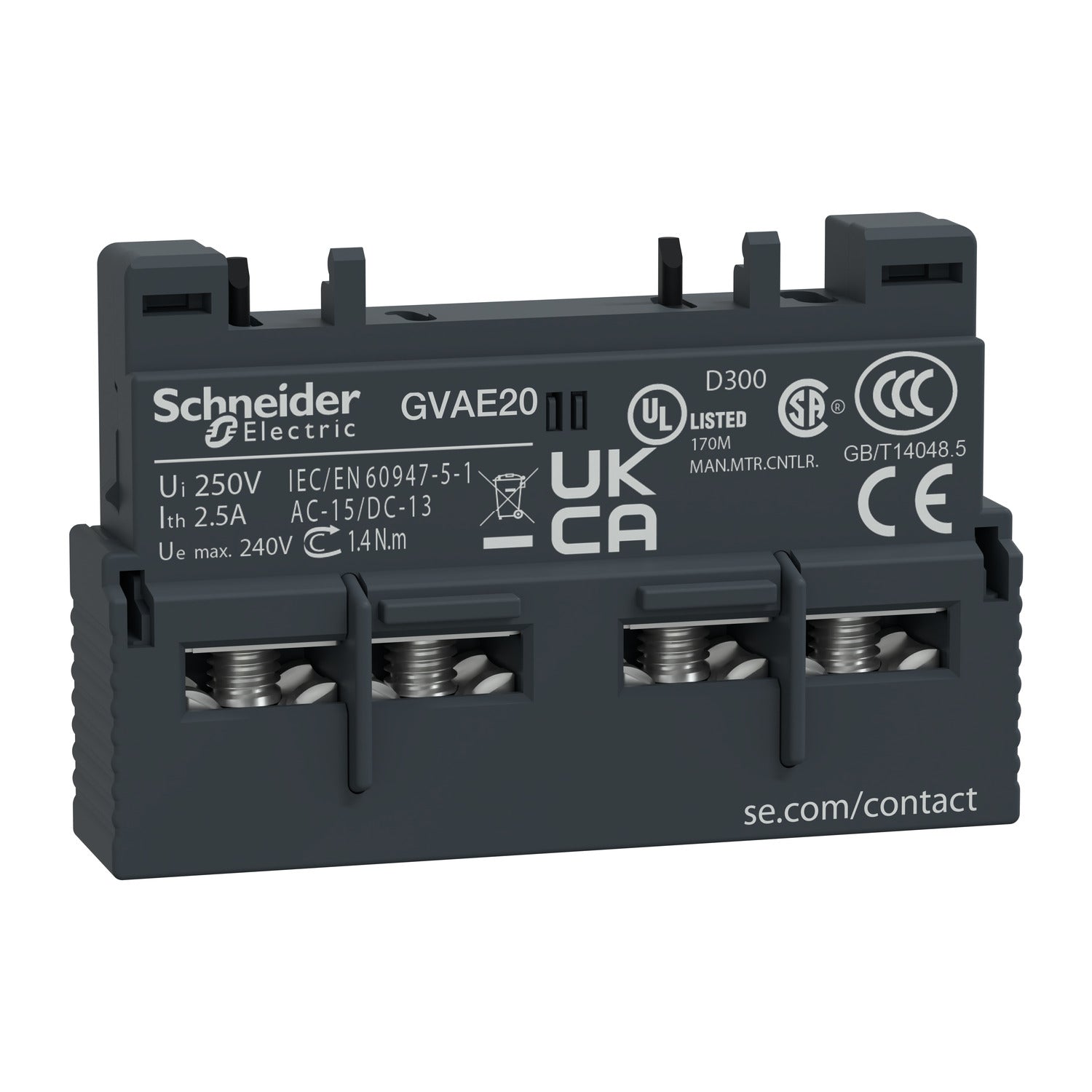 GVAE20 TeSys GV2 & GV3 - auxiliary contact - 2 NO