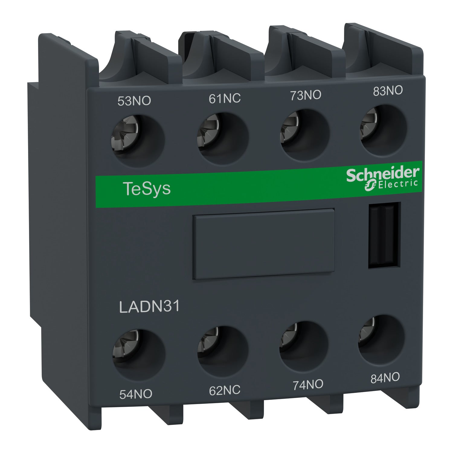 LADN31 Auxiliary contact block, TeSys D, 3NO + 1NC, front mounting, screw clamp terminals