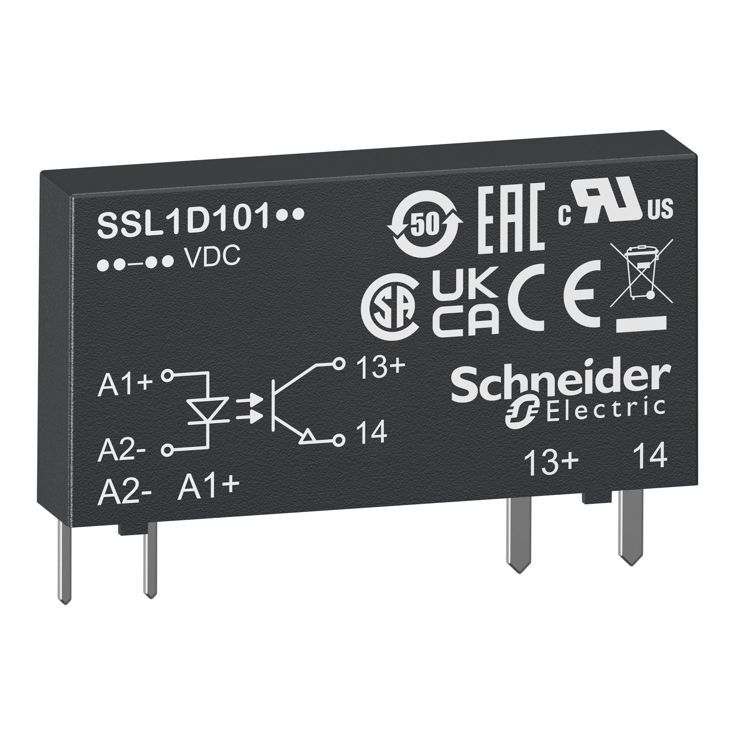 SSL1D03BD Harmony, Solid state slim relay, 3.5 A, DC switching, input 15...30 V DC, output 1...24 V DC