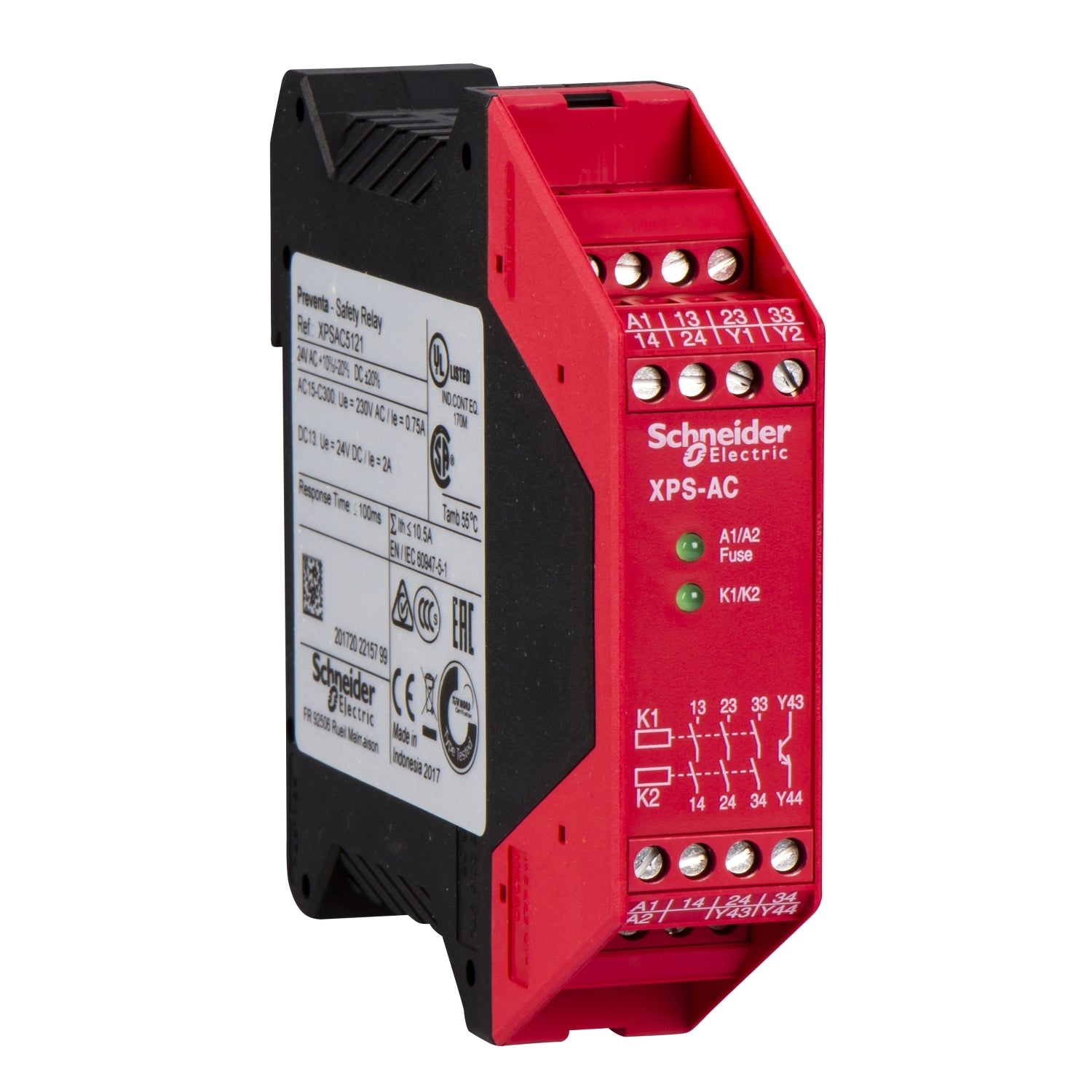 XPSAC5121 Limit switch, Limit switches XC Standard, XCKN, thermoplastic plastic roller lever var.length, 1NC+1 NO, snap, M20