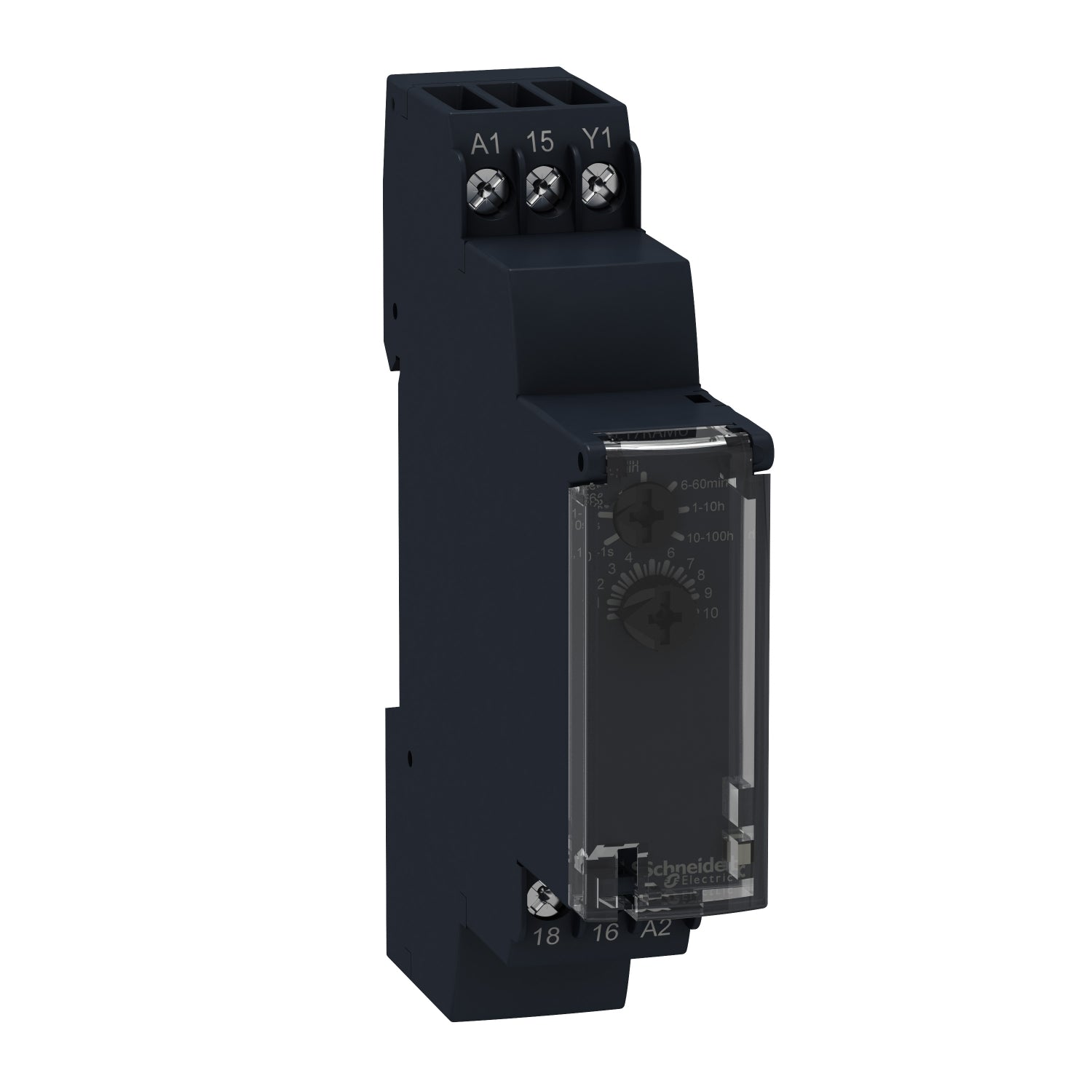 RE17RHMU Harmony, Modular timing relay, 8 A, 1 CO, 1 s..100 h, on delay, 24 V DC / 24...240 V AC/DC