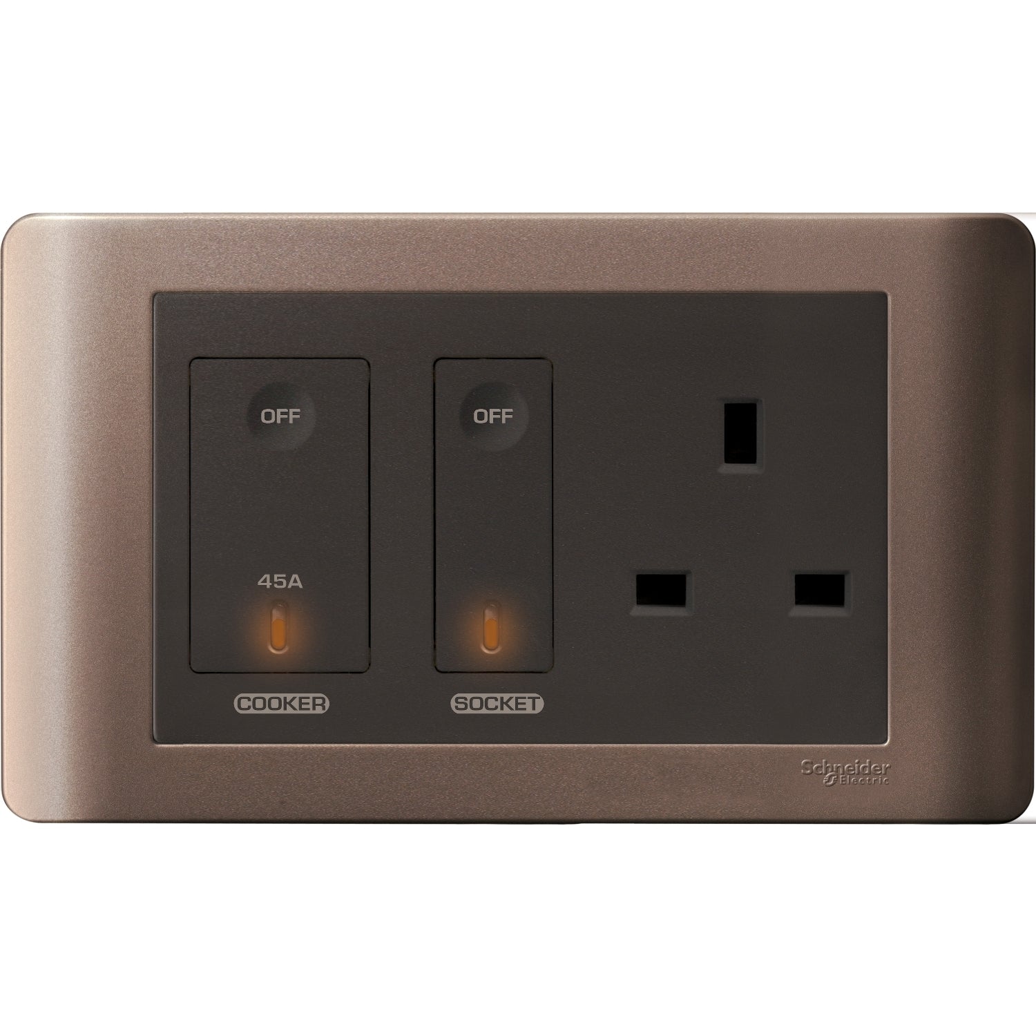 E84T15D45N_SZ 
45A Double Pole Switch and 13A Switched Socket Outlet, Silver Bronze