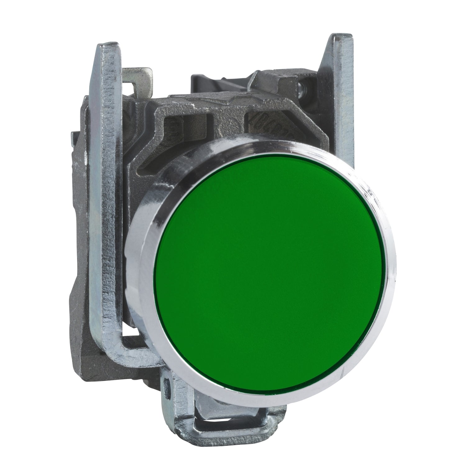 XB4BA31 Push button, metal, flush, green, Ø22, spring return, unmarked, 1 NO