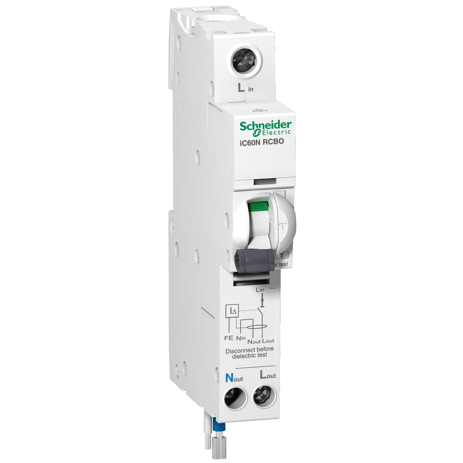 A9D11806 
Residual current breaker with overcurrent protection (RCBO), Acti9 iC60H RCBO, 1P + N, 6A, 30mA, A type, 10000A