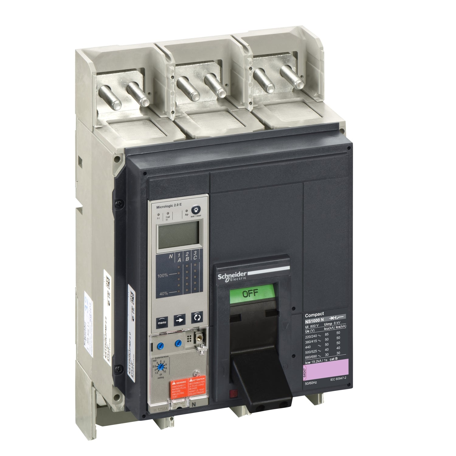 NS1000N3PEF2.0 circuit breaker Compact NS1000N - Micrologic 2.0 E - 1000 A - 3 poles 3t