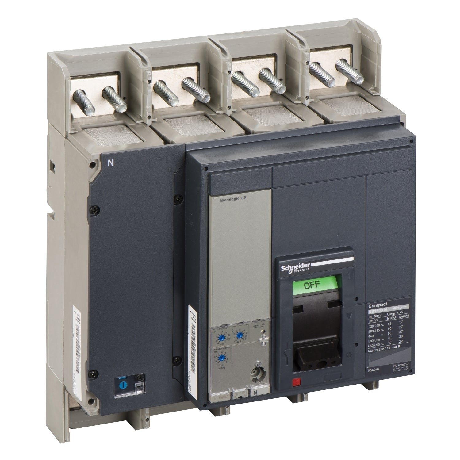 NS1600N4PEF2.0 circuit breaker Compact NS1600N - Micrologic 2.0 - 1600 A - 4 poles 4t