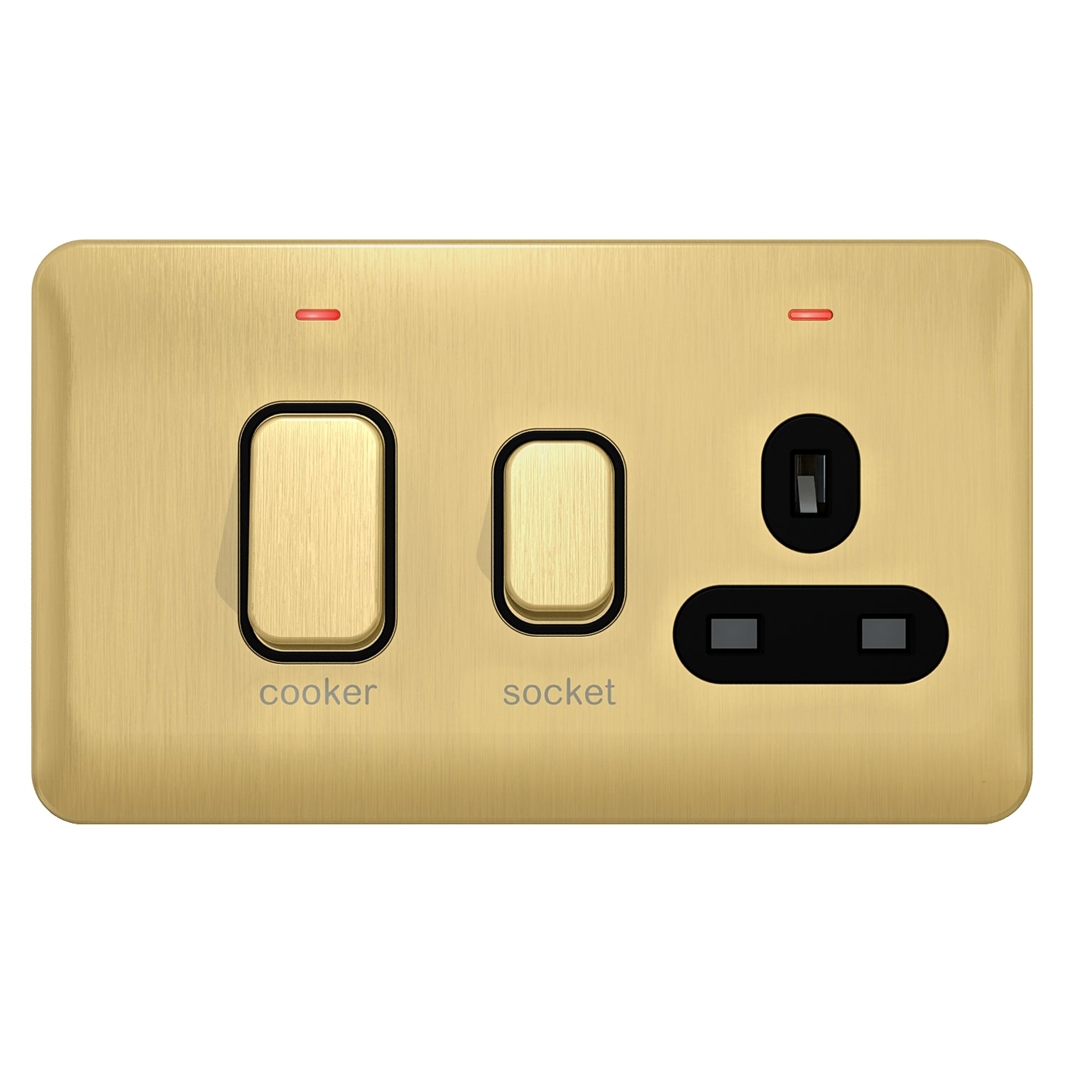 GGBL4001BSB 
Lisse - Cooker Control Unit with 13A Socket LED Ind 45A DP Satin Brass with Bl
