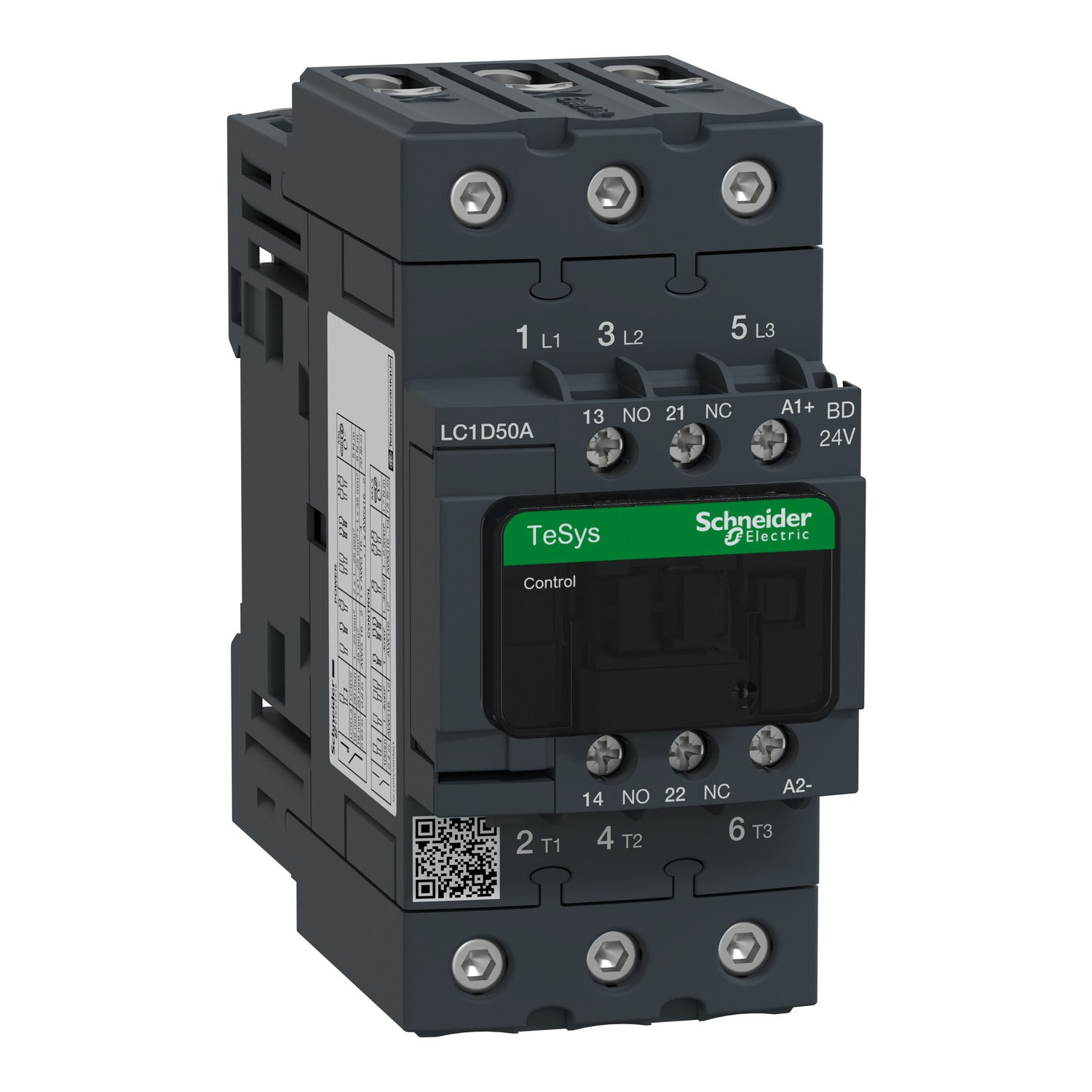 LC1D50ABD 
TeSys D contactor, 3P(3 NO), AC-3, <= 440 V 50 A, 24 VDC standard coil