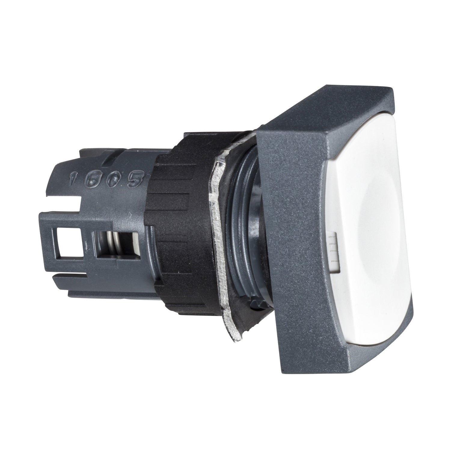 ZB6DA1 Head for non illuminated push button, Harmony XB6, white rectangular flush, 16mm, integral LED, spring return, unmarked
