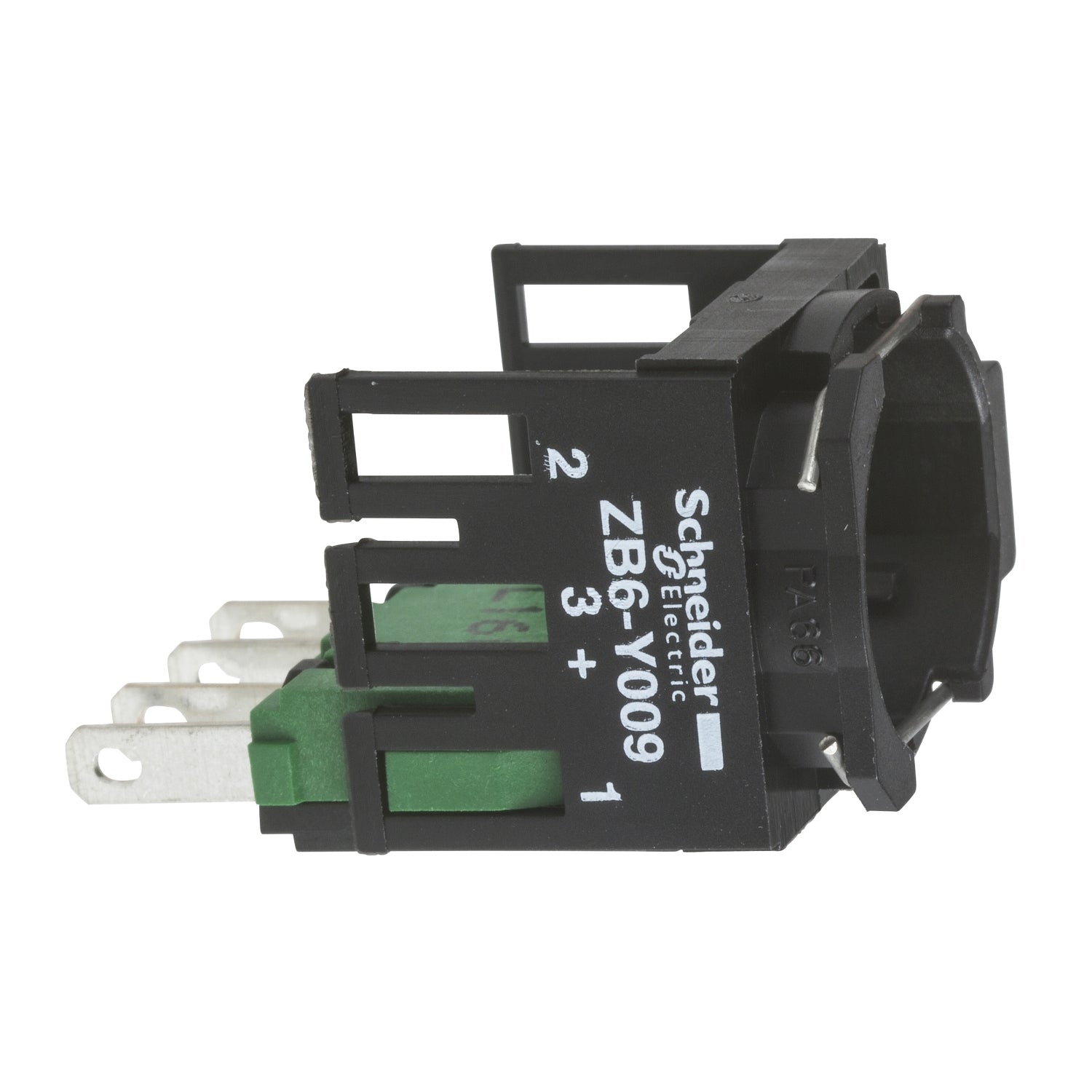 ZB6Z1B Complete body for push buttons or selector switches, Harmony XB6, single contact, with body fixing collar, faston connector, 1NO