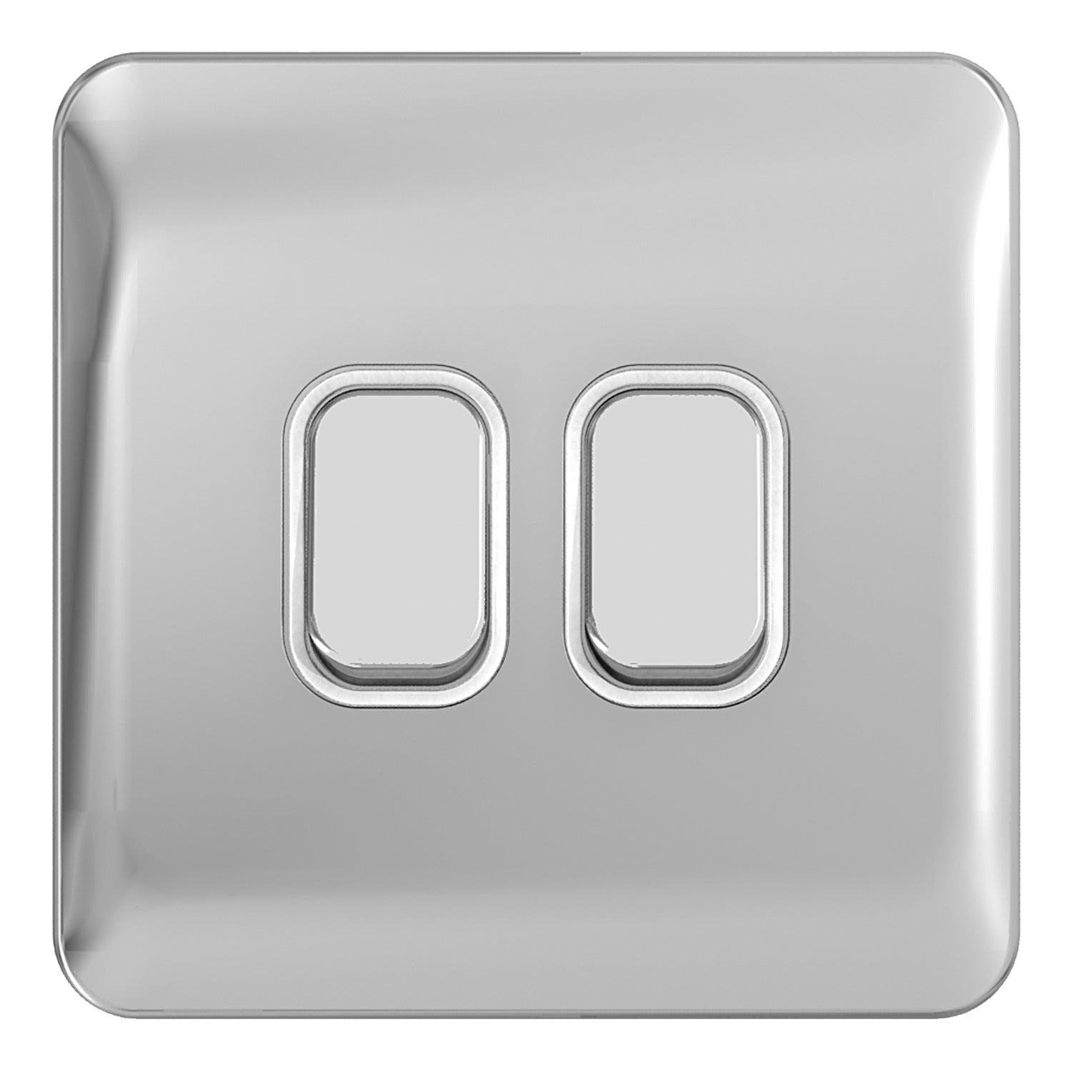 GGBL1022WPC 
Lisse - Plate Switch - 2 gang 2 way - 10AX Polished Chrome with White Interior