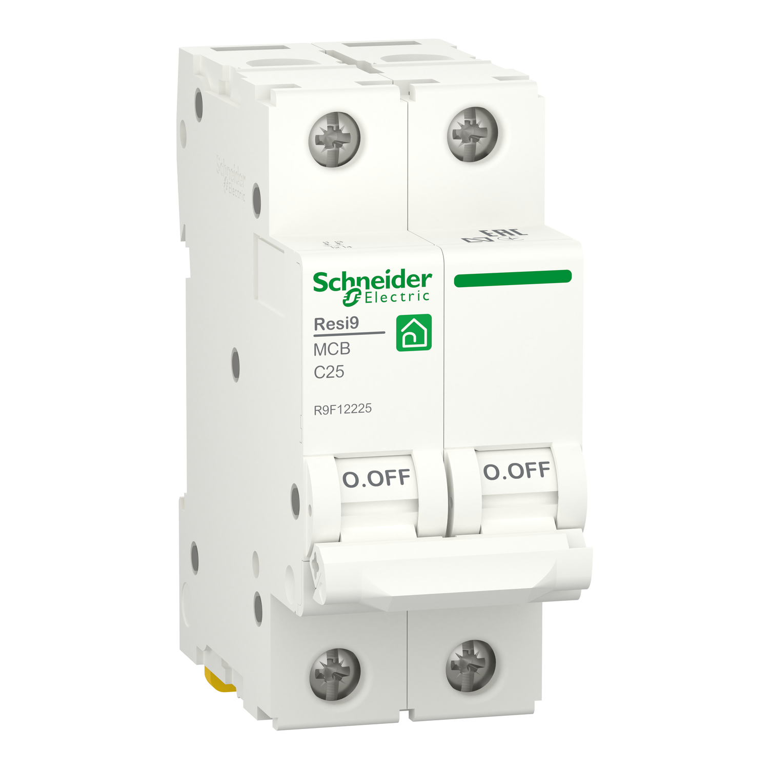 R9F12225 Miniature circuit breaker (MCB), Resi9, 2P, 25A, C curve, 6000A (IEC/EN 60898-1)