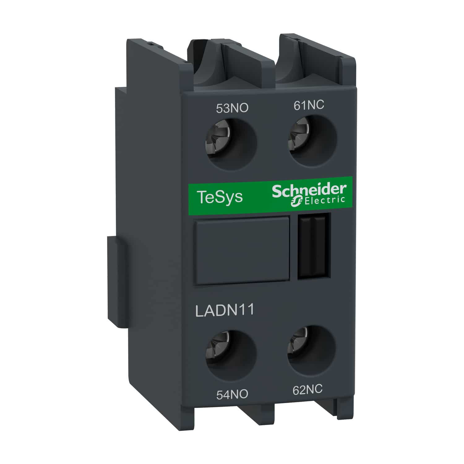 LADN11 
LADN11 - Auxiliary contact block, TeSys D, 1NO + 1NC, front mounting, screw clamp terminals
