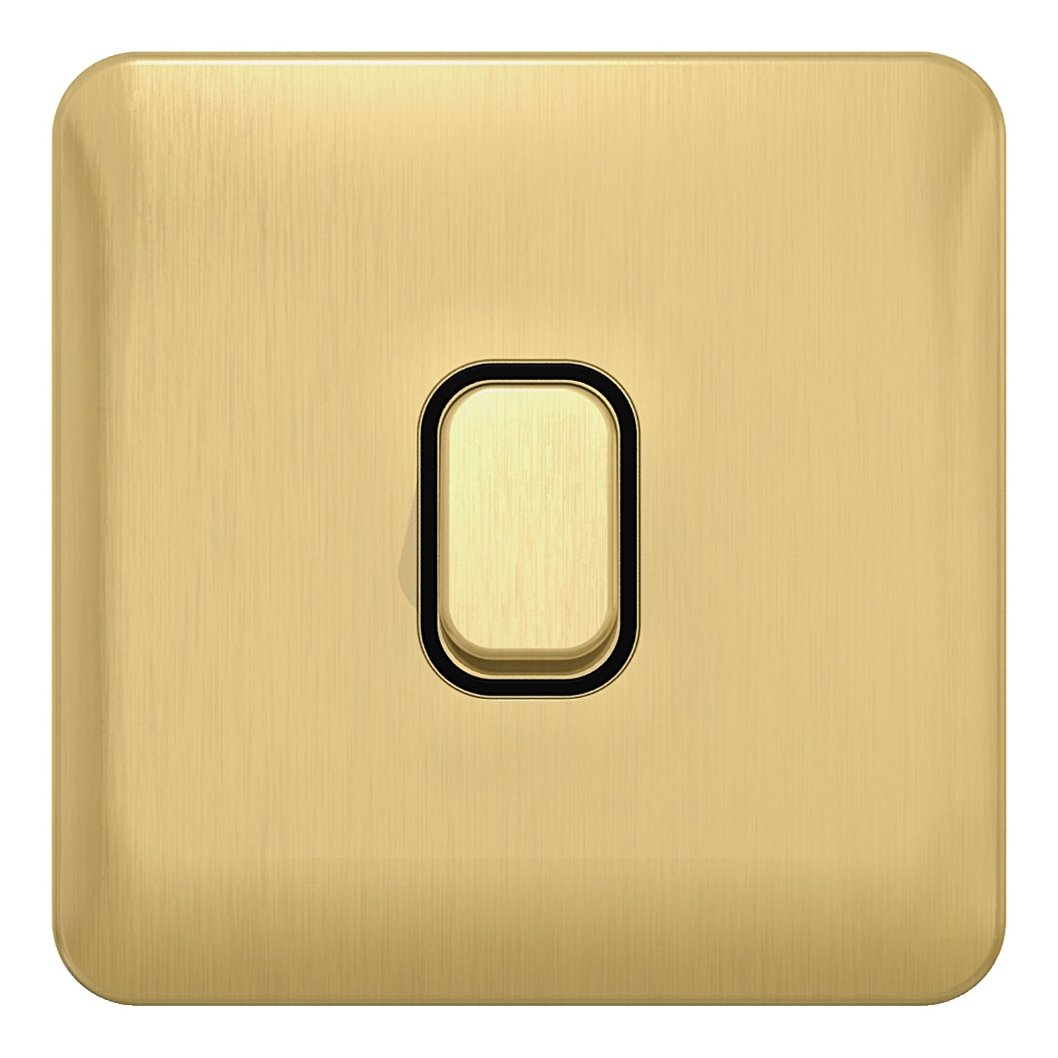 GGBL1012BSB 
Lisse - Plate Switch - 1 gang 2 way - 10AX Satin Brass with Black Interior