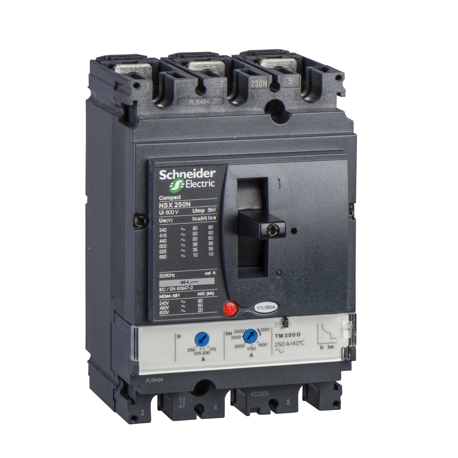 LV431832 circuit breaker Compact NSX250N - TMD - 160 A - 3 poles 3d